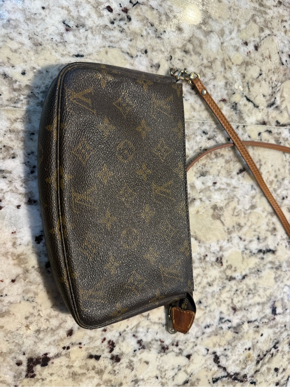 Louis Vuitton Brown and Tan Canvas Wristlet Pouch